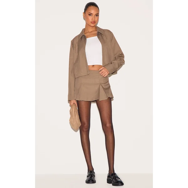 Mocha Woven Mini Skort