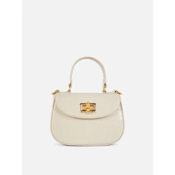 Mock Croc Crossbody Bag - Ivory