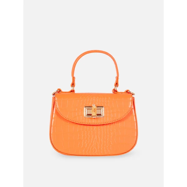 Mock Croc Crossbody Bag - Orange