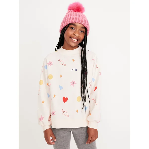 Mock-Neck Tunic Sweatshirt for Girls - Creme De La Creme