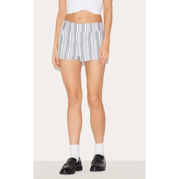 Monochrome Pinstripe Woven Mini Shorts
