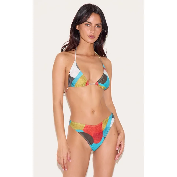 Multi Abstract Printed Triangle Bikini Top