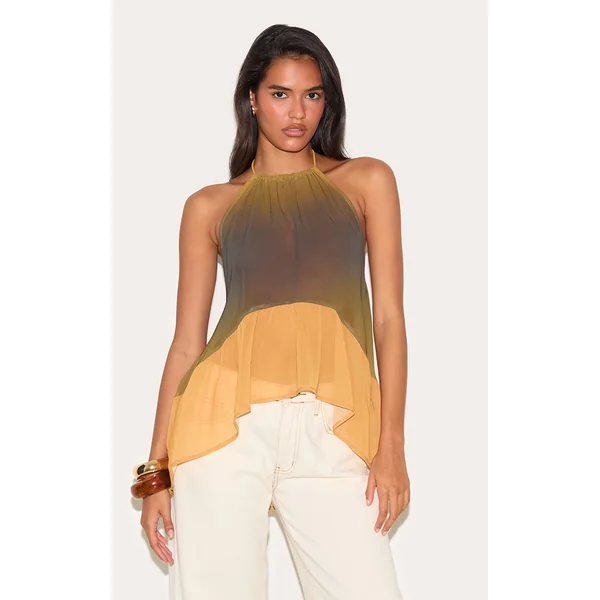 Multi Chiffon Printed Halterneck Top