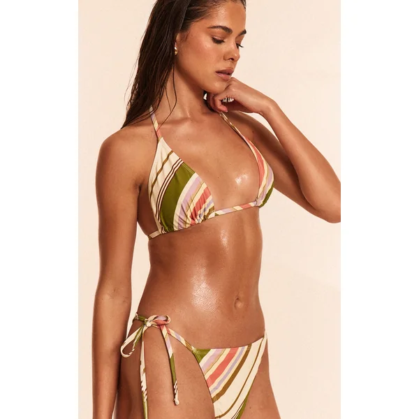 Multi Diagonal Stripe Triangle Bikini Top