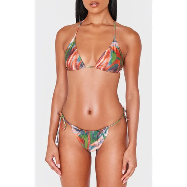 Multi Printed Ruched Tie Side Bikini Bottoms