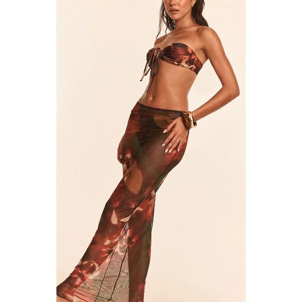 Multi Watercolour Floral Maxi Beach Skirt