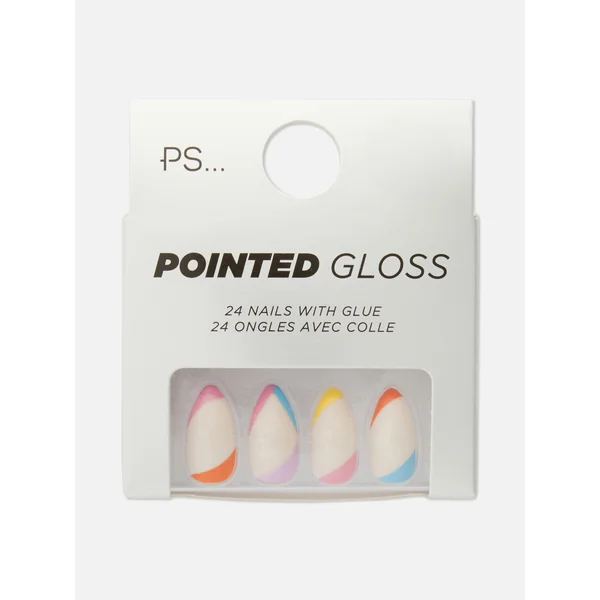 Multicolor Tips Stick-On Faux Nails - Multi