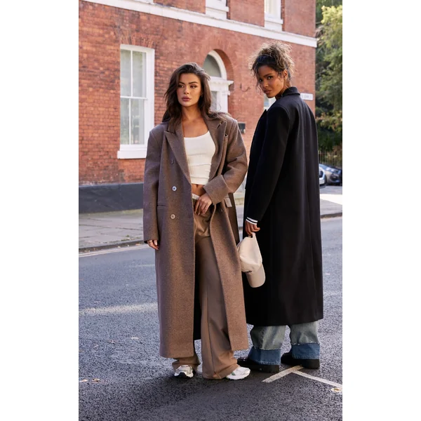 Mushroom Double Breasted Oversized Structured Coat