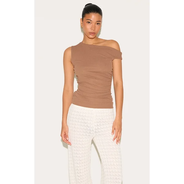 Mushroom Double Layer Onion Skin Ruched Sleeveless Top