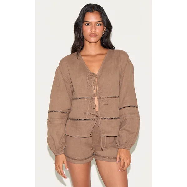 Mushroom Embroidered Scoop Neck Top