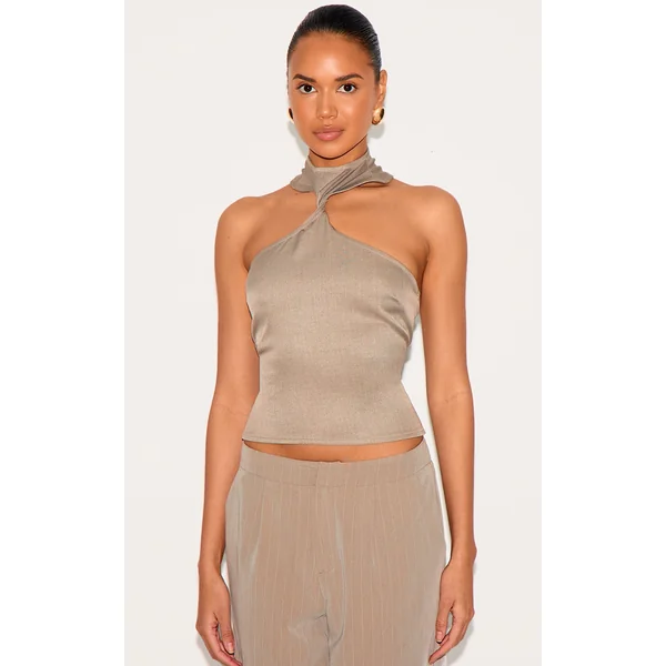 Mushroom Halterneck Detail Long Top