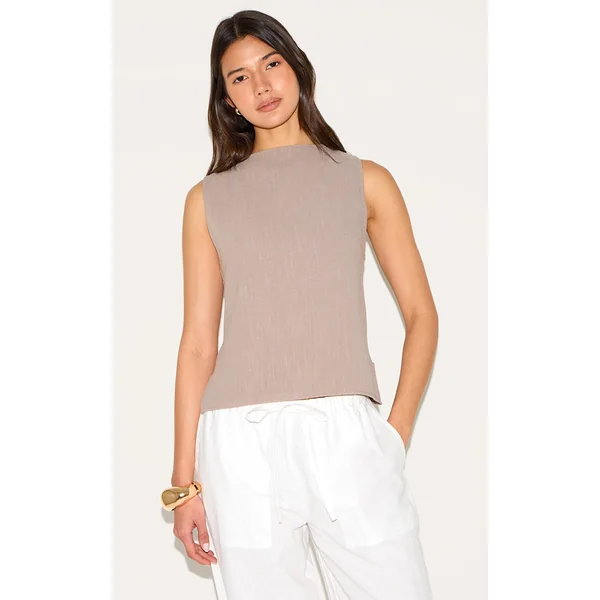 Mushroom Lightweight Woven Asymmetric Ruched Crop Top