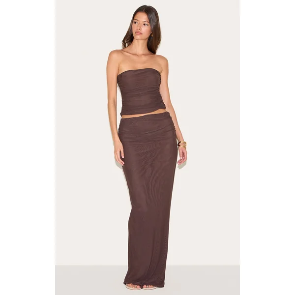 Mushroom Mesh Maxi Skirt