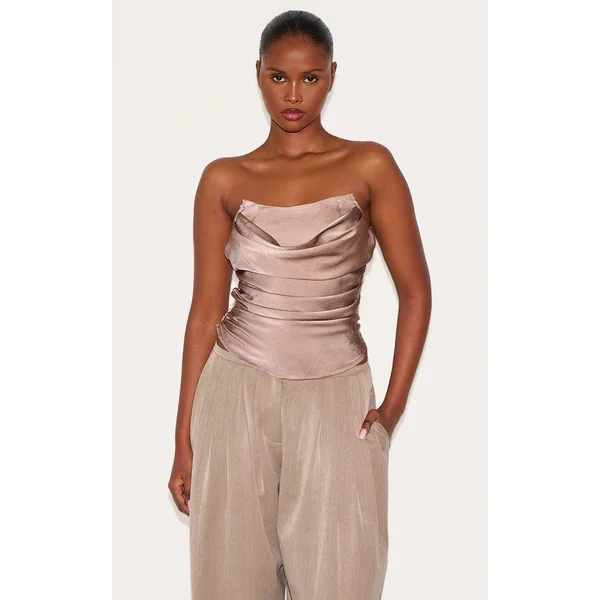 Mushroom Satin Ruched Corset