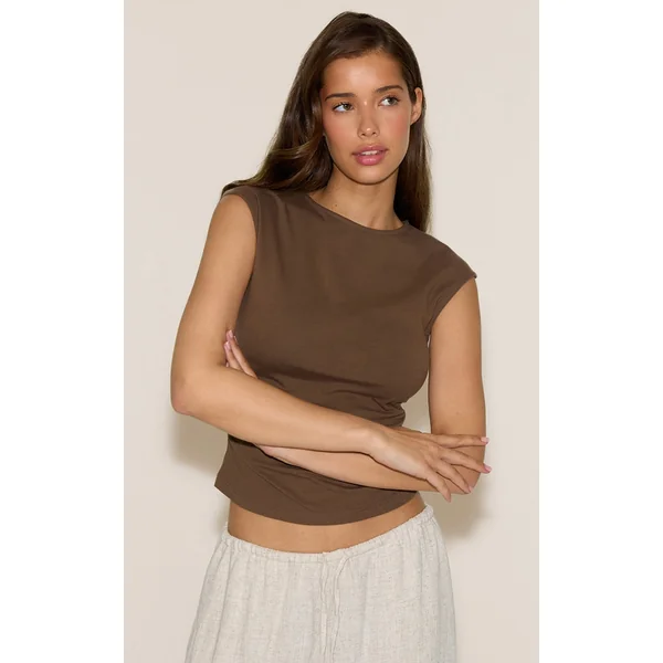 Mushroom Soft Cotton Ruched Side Sleeveless Top