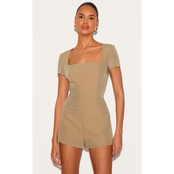 Mushroom Tailored Woven Square Neck Romper