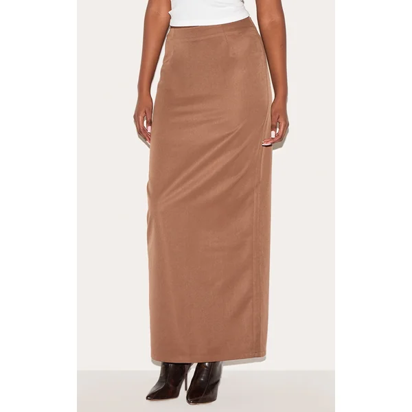 Mushroom Tailored Woven Straight Maxi Skirt