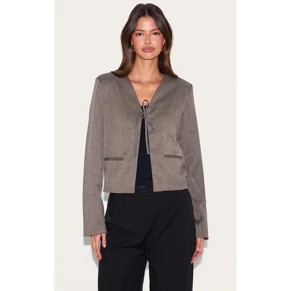 Mushroom Tie Up Boxy Blazer
