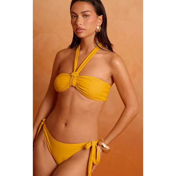 Mustard Halter Neck Bikini Top
