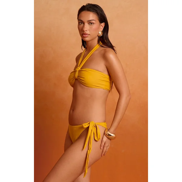 Mustard Tie Side Tanga Bikini Bottoms