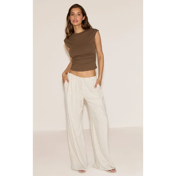 Natural Linen Look Floaty Drawstring Pants