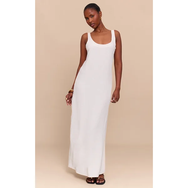 Natural Textured Scoop Neck Maxi Dress