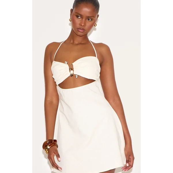 Natural Trim Detail Shift Dress