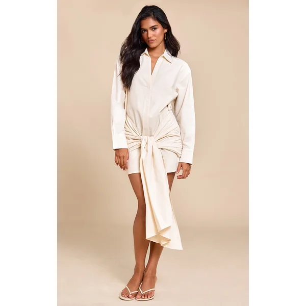 Natural Wrap Detail Shirt Dress