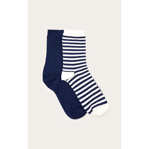 Navy 2 Pack Striped Ankle Socks
