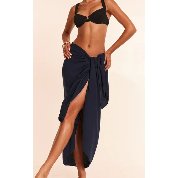 Navy Floaty Woven Rectangle Sarong