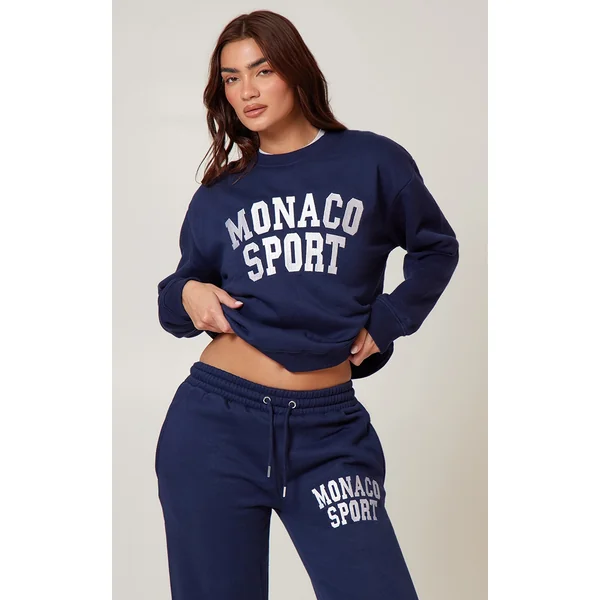 Navy Monaco Sports Embroidered Sweatshirt