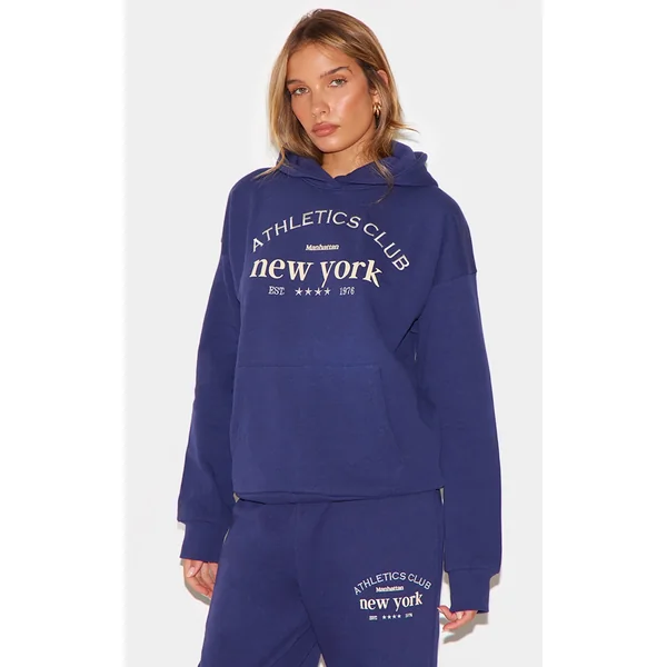 Navy Premium New York Embroidered Hoodie