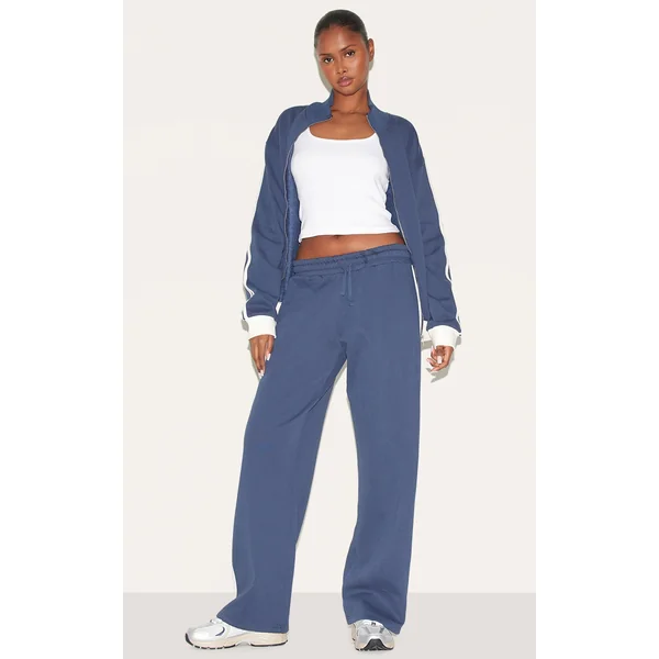 Navy Premium Side Stripe Wide Leg Sweatpants
