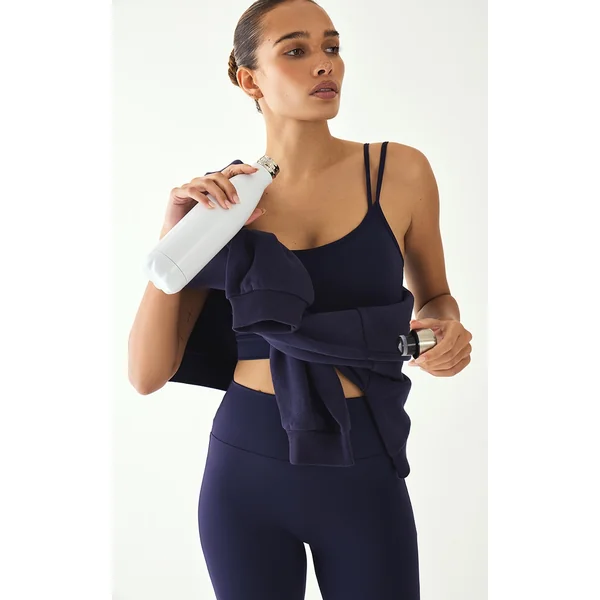 Navy Sculpt Padded Double Strap Sports Bra