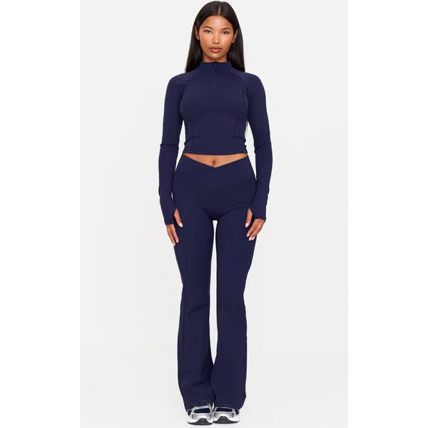 Navy Sculpt Wrap Waist Yoga Pants