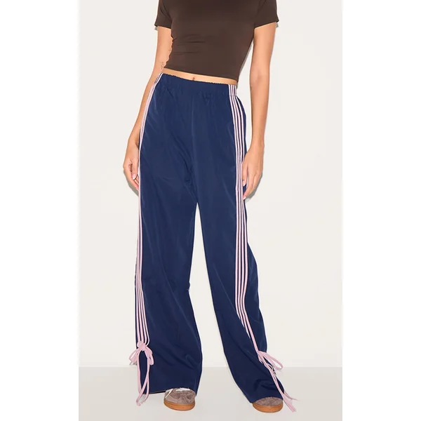 Navy Shell Bow Detail Track Pants