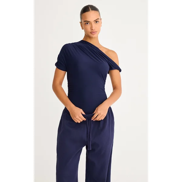 Navy Soft Touch Twist Detail Bodysuit
