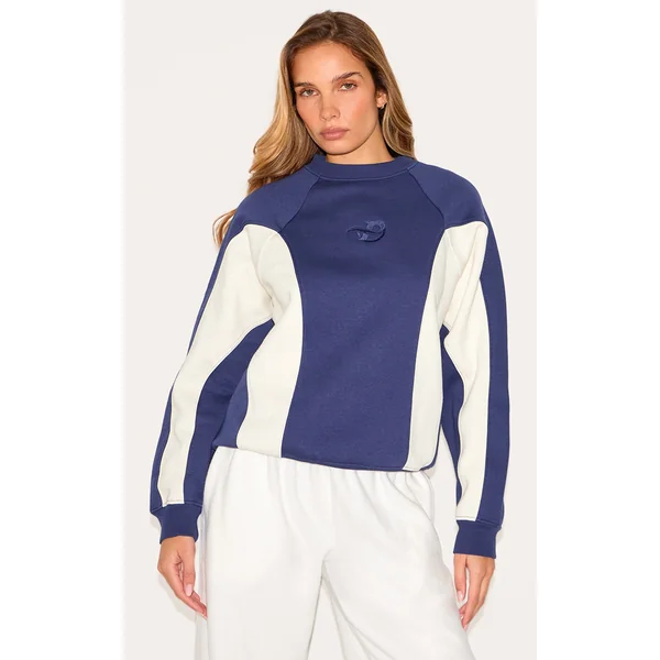 Navy Sport Collective Contrast Binding Sweatshirt