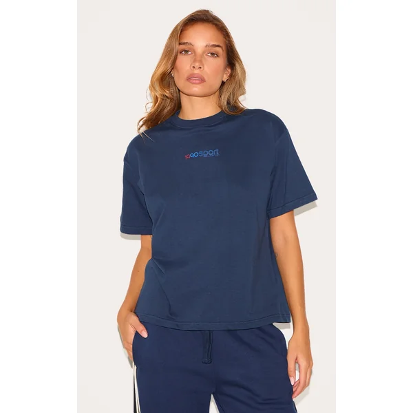Navy Sport Collective Printed Boxy Oversized T Shirt