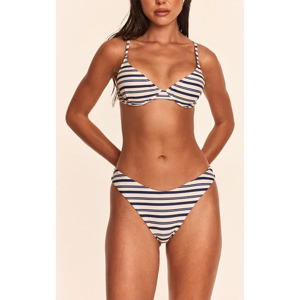 Navy Stripe Tanga Bikini Bottoms