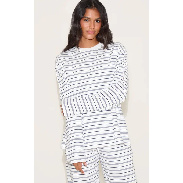 Navy Striped Long Sleeved Top