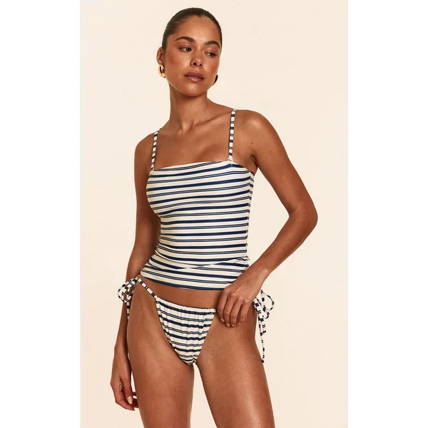 Navy Striped Tankini Top