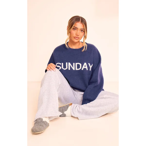 Navy Sunday Jacquard Knitted Sweater