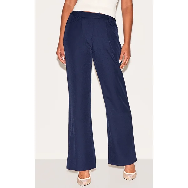Navy Tailored Woven Straight Leg Pants