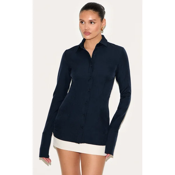 Navy Woven Fitted Shirt