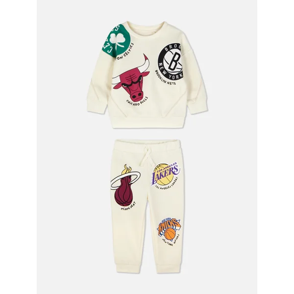 NBA Team Graphic Sweatshirt and Joggers Set - Ivory
