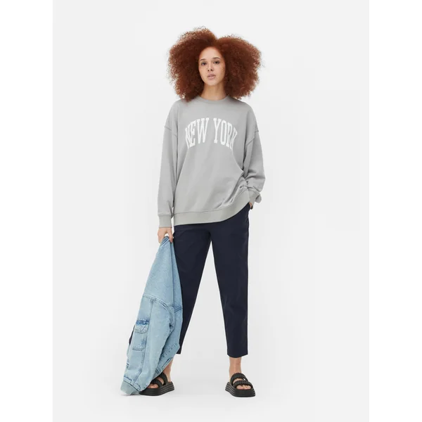 New York Oversized Graphic Sweatshirt - Gray
