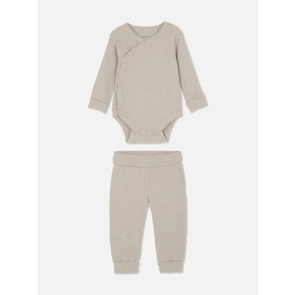 Newborn Wrap Bodysuit and Leggings - Oatmeal