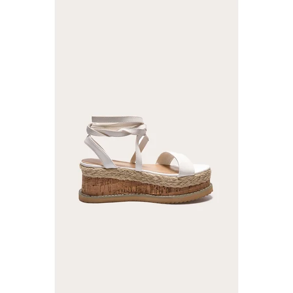 Niella White Espadrille Flatform Sandals