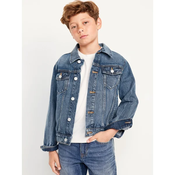 Non-Stretch Jean Trucker Jacket for Boys - Dark Wash